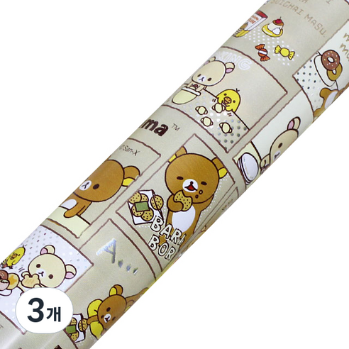 리락쿠마 증착롤 포장지 중 37.5cm x 12m, 베이지, 3개