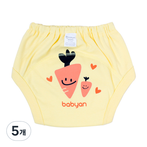 베이비앙 3중방수 배변훈련팬티, 당근, 5개