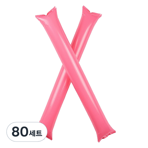 만들하비 컬러 막대 체육대회용 응원풍선 양쪽 세트, 핑크, 80세트