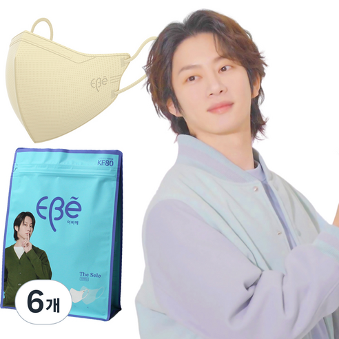 이비에 더세로 새부리형 얼큰이 마스크 특대형 KF80, 30개입, 6개, 아이보리