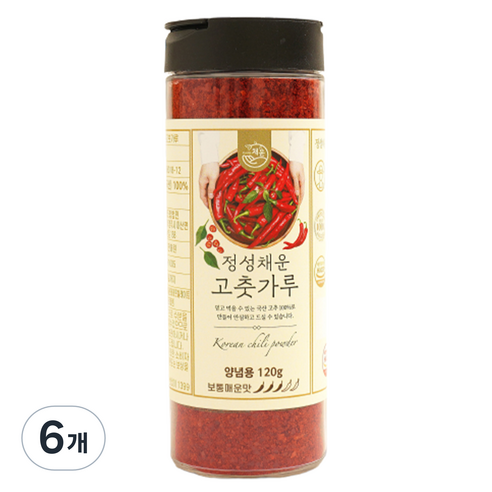 정성채운 국산 고춧가루 보통매운맛, 120g, 6개