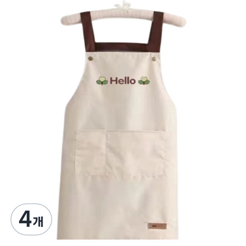 알파커머스 프리미엄 포켓 방수 앞치마, 베이지, 4개