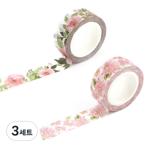라이프포인트 내츄럴 일러스트 마스킹 테이프 07분단 세트, 07분단, 11동백나무, 3세트