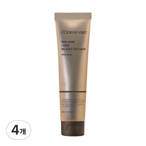 로더베르 맥주효모 리브인 노워시 트리트먼트 헤어팩 화이트머스크, 150ml, 4개