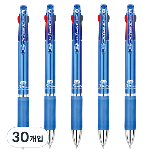 자바펜 제트3볼 M 멀티펜 0.38mm, 블루, 30개입