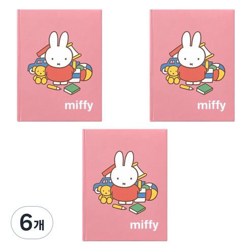 iiGEN 미피 미니 양장 노트 80매, 레드, 6개