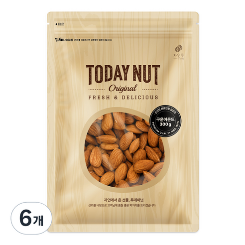 투데이넛 구운아몬드, 300g, 6개