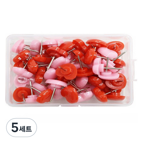 문구담 귀여운 하트모양 압정 50p 세트 핑크레드, 5세트