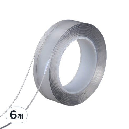이지코 실리콘 양면테이프 1m x 30mm, 투명, 6개