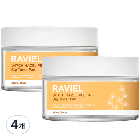 라비엘 위치하젤 필링 빅 토너패드 220ml, 60개입, 4개