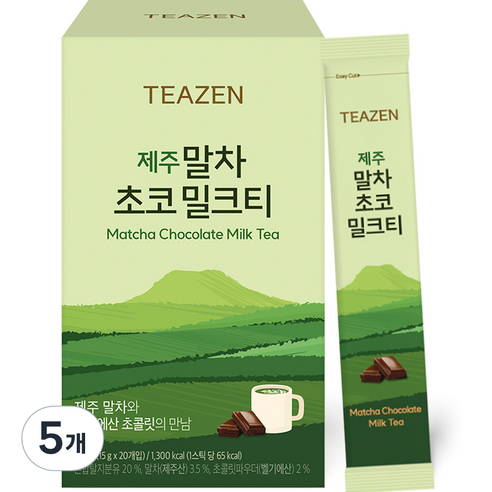 티젠 제주 말차 초코 밀크티, 15g, 20개입, 5개