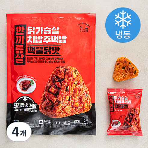 한끼통살 닭가슴살 치밥주먹밥 핵불닭맛 5개입 (냉동), 500g, 4개