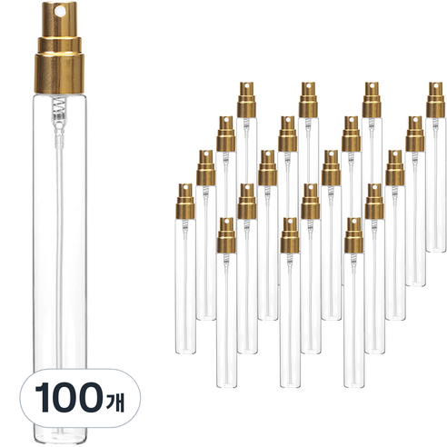 알루미늄캡 스프레이 용기 10ml, 100개, 투명(용기) + 골드(캡)