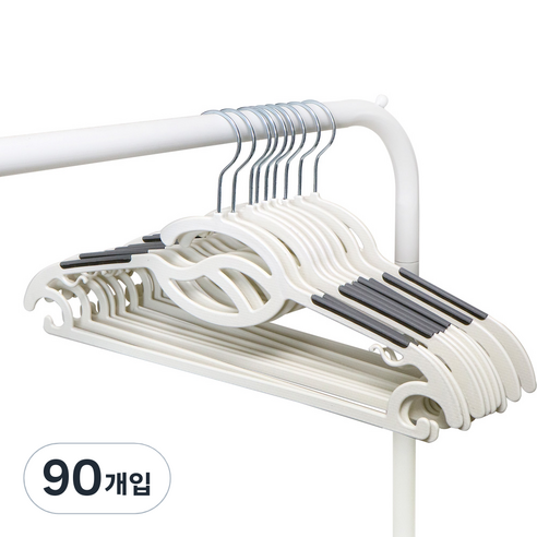 화이트래빗 디자인 논슬립 옷걸이, 몬스터 화이트 + 그레이(어깨패드), 90개