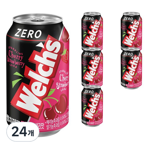 웰치스 웰치 제로 체리스트로베리맛, 24개, 355ml