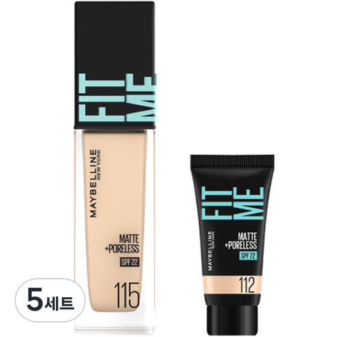 메이블린 핏미 파운데이션 레노 30ml + 미니파운데이션 5ml 세트, 115 아이보리(파운데이션), 112 내추럴 아이보리(미니파운데이션), 5세트