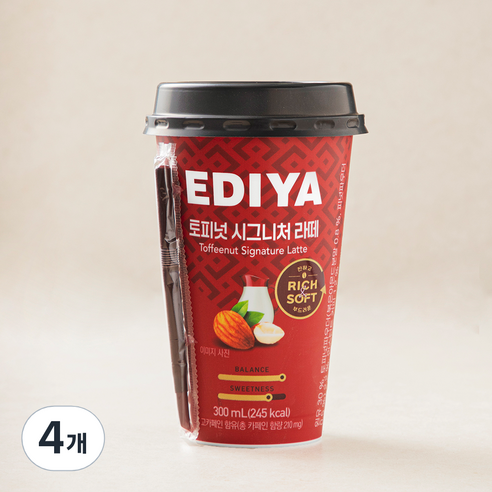 이디야 토피넛 시그니처 라떼, 4개, 300ml