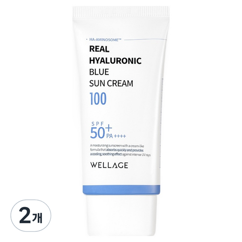 웰라쥬 리얼 히알루로닉 블루 선크림 SPF+ PA++++, 2개, 50ml
