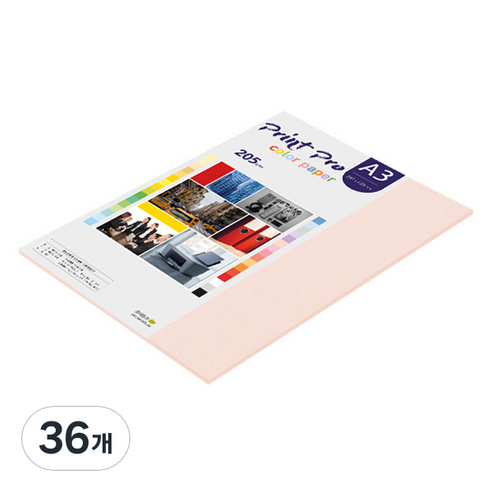 종이문화 프린트프로 두꺼운 칼라복사지 22 라이트핑크 205g, A3, 36개