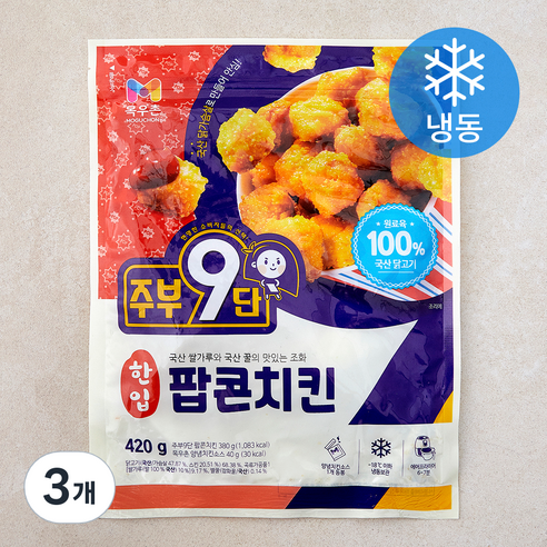 주부9단 팝콘치킨 (냉동), 420g, 3개