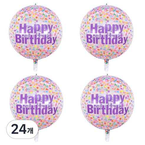 파티공구 생일 4D풍선, 24개, 꽃가루