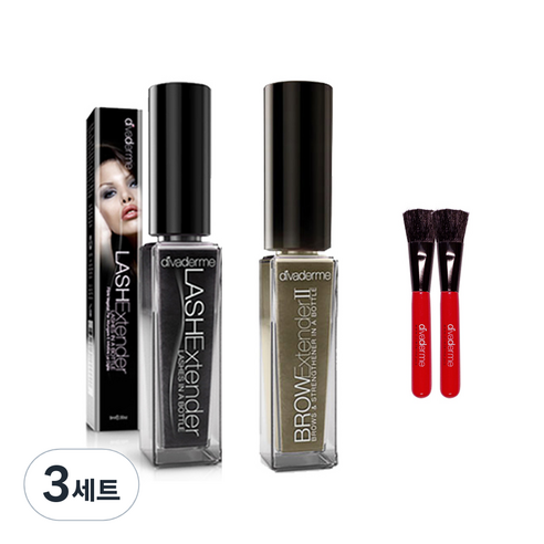 디바덤 래쉬 익스텐더 + 브로우 익스텐더 카푸치노 브라운 + 빨간브러쉬 2p 세트, 3세트, 래쉬 + 브로우 + 브러쉬 2p