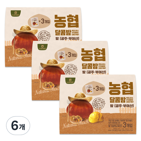 농협 공주 부여에서 태어난 달콤밤 3p, 150g, 6개