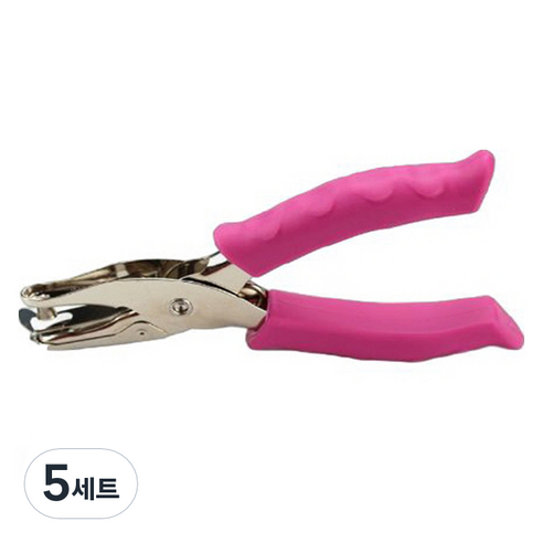 마다꾸미 컬러 핸드 1공 펀치 6mm, 로즈레드, 5세트