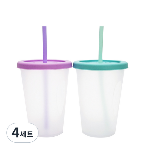 아가프라 심쿵 빨대컵 2종 세트, 400ml, 2세트, 퍼플+민트