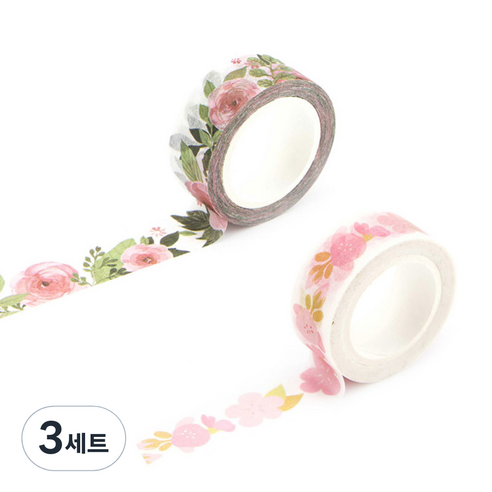 라이프포인트 내츄럴 일러스트 마스킹 테이프 08벚꽃 세트, 08벚꽃, 11동백나무, 3세트