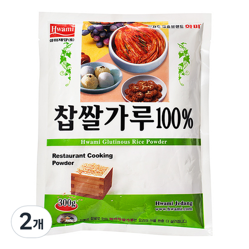 화미_찹쌀가루100%(국산/면세), 300g, 2개