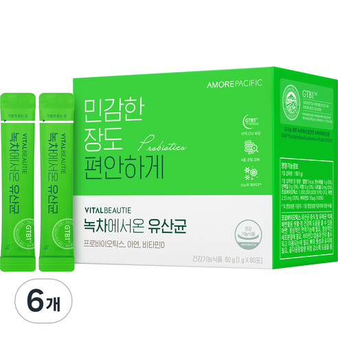 바이탈뷰티 녹차에서온 유산균 60P, 60g, 6개