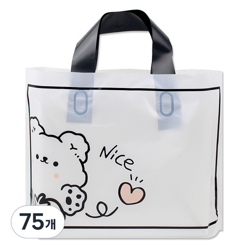 아이엔피 LDPE 손잡이 비닐백 대 40 x 30 cm, 05 나이스베어, 75개