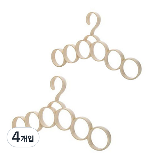 TP 생활용품 멀티기능 스카프 넥타이 옷걸이, 아이보리, 4개입