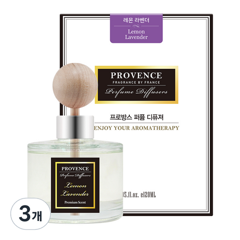 더허브샵 프로방스 퍼퓸 차량용 디퓨저, 레몬 라벤더, 120ml, 3개