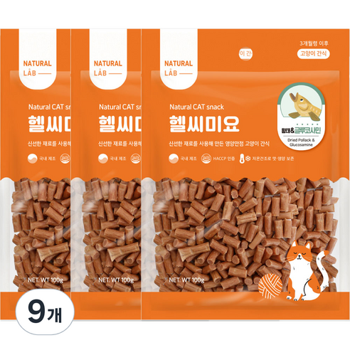 내츄럴랩 헬씨미요 고양이간식, 황태, 100g, 9개