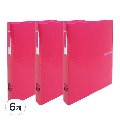 에코청운 칼라칩 투명 3공 D링 바인더 3cm A4, 분홍, 6개