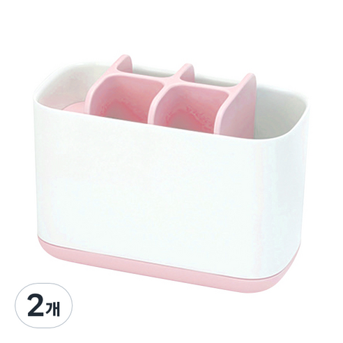 블럭마트 북유럽풍 칫솔꽂이 L, 핑크, 2개