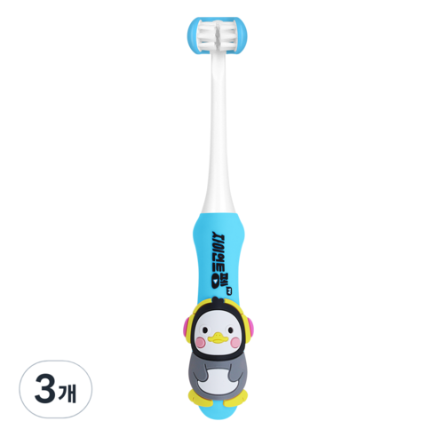베이비 펭수 3D 키즈 칫솔, 블루, 3개, 1개입
