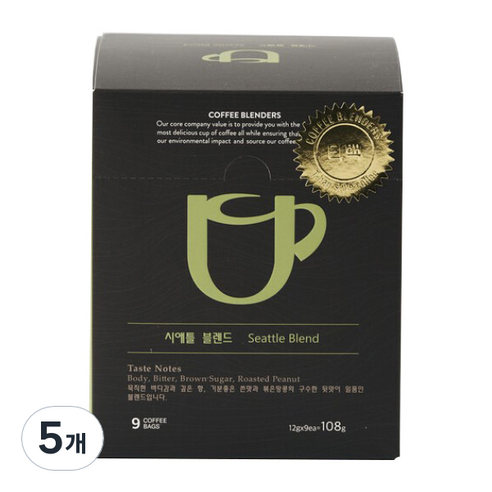 커피블렌더스 시애틀 블렌드 드립백커피, 12g, 9개입, 5개