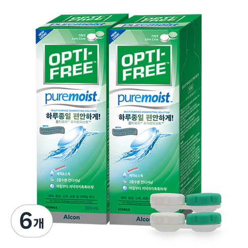 옵티프리 퓨어모이스트 렌즈세정액 + 렌즈케이스, 300ml, 6개