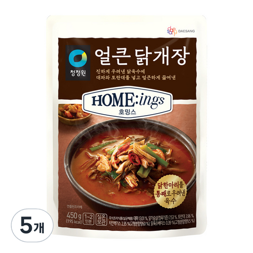 대상 청정원 호밍스 얼큰 닭개장, 450g, 5개