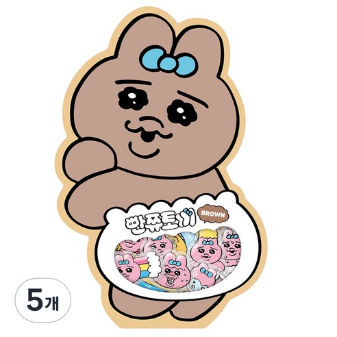 도티도그 빤쮸토끼 조각스티커, 브라운, 5개