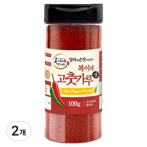 복이네먹거리 김치용 보통맛 중국산 고춧가루 용기형, 100g, 2개