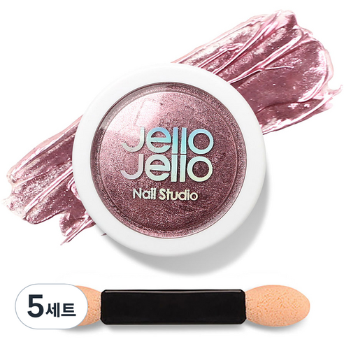젤로젤로 젤네일 아트 엣지빔 미러 파우더 글리터 + 브러쉬 세트, 5세트, JP04 애쉬핑크(글리터)