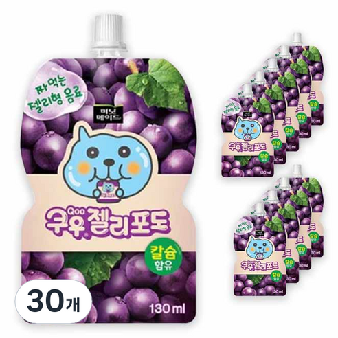 미닛메이드 쿠우 젤리 포도 파우치 130ml, 30개