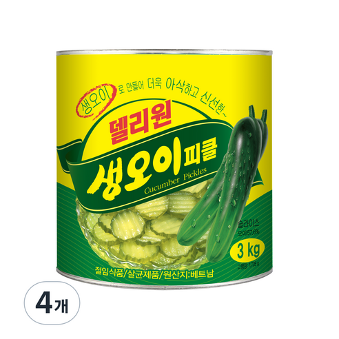 델리원 생 오이피클, 3kg, 4개
