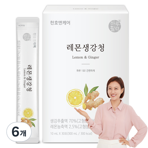 하루활력 레몬생강청 30포, 300ml, 6개