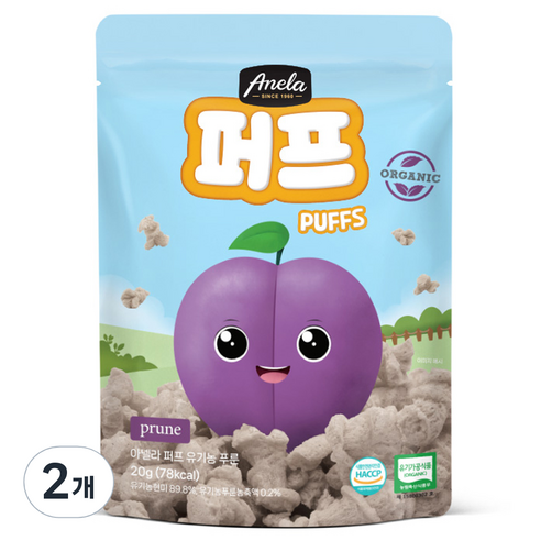 아넬라 유기농 푸룬 퍼프, 20g, 2개, 푸룬맛