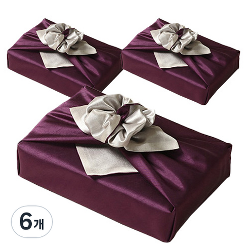 통샵 실크 겹 보자기 80 x 80 cm, 108 딥퍼플 + 아이보리, 6개